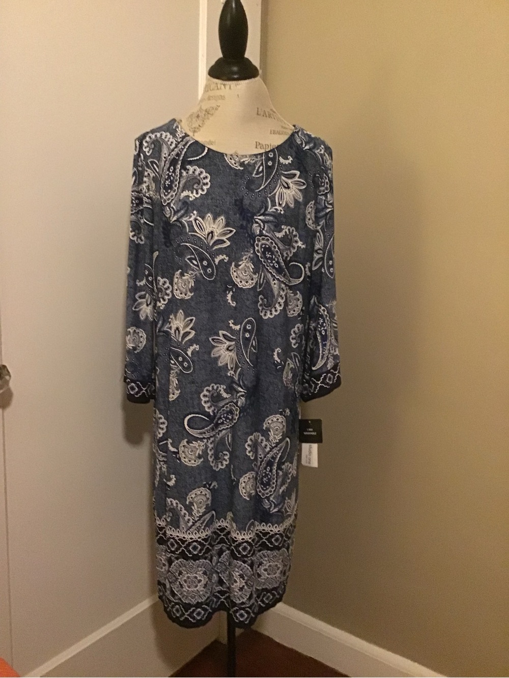Women's Navy Paisley Shift Dress